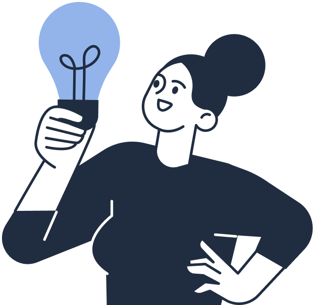 Animated woman holding lightbulb ready to start business planning